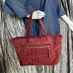 See By Chloe Burgundy Textured Tote Bag